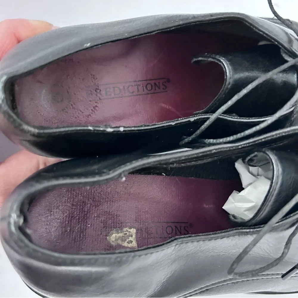 PREDICTIONS 90s Y2K Chunky Platform Heel Oxfords Size 8 Black Vegan Leather